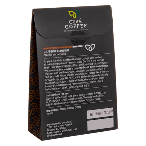 Vanilla Dark Roast Cold Brew Instant Coffee By Cusa Tea & Coffee - Image 3